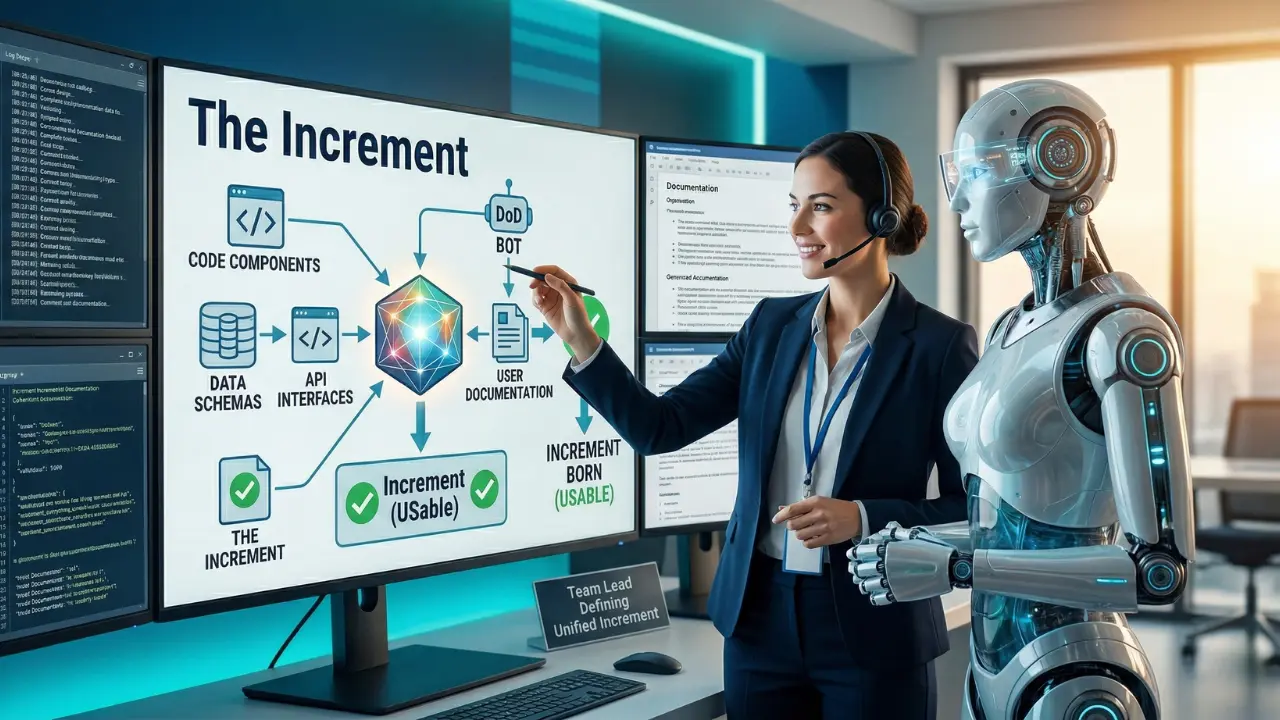 Agile team using automated quality gates to verify an AI-Augmented Increment